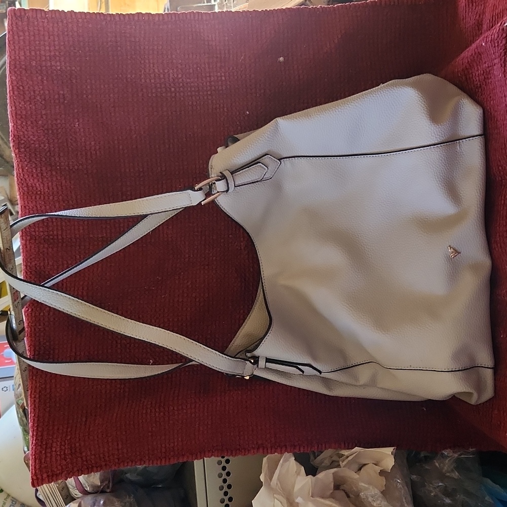 Lily & Ivy Creme Purse with Striped Interior